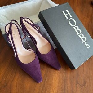 Hobbs London NWT/Box Plum Purple Fine Sued Slingbacks